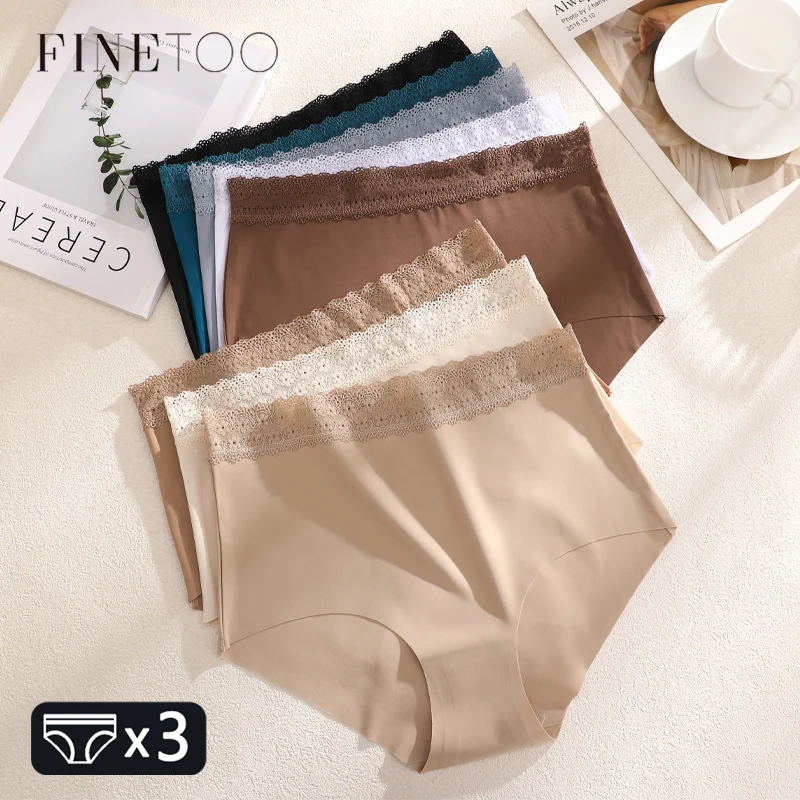 3 Stück nahtlose Unterwäsche mit hoher Taille, sexy Blumenmuster, Spitzen-Patchwork-Höschen, elastische, atmungsaktive Slips für Damen, Übergrößen-Dessous S-XXL