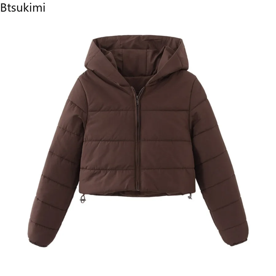 Winter Hooded Parkas Casual Down Cotton Coat Zipper Trend Bread Coat Women Long Sleeve Keep Warm Fashion Short Parkas Jackets