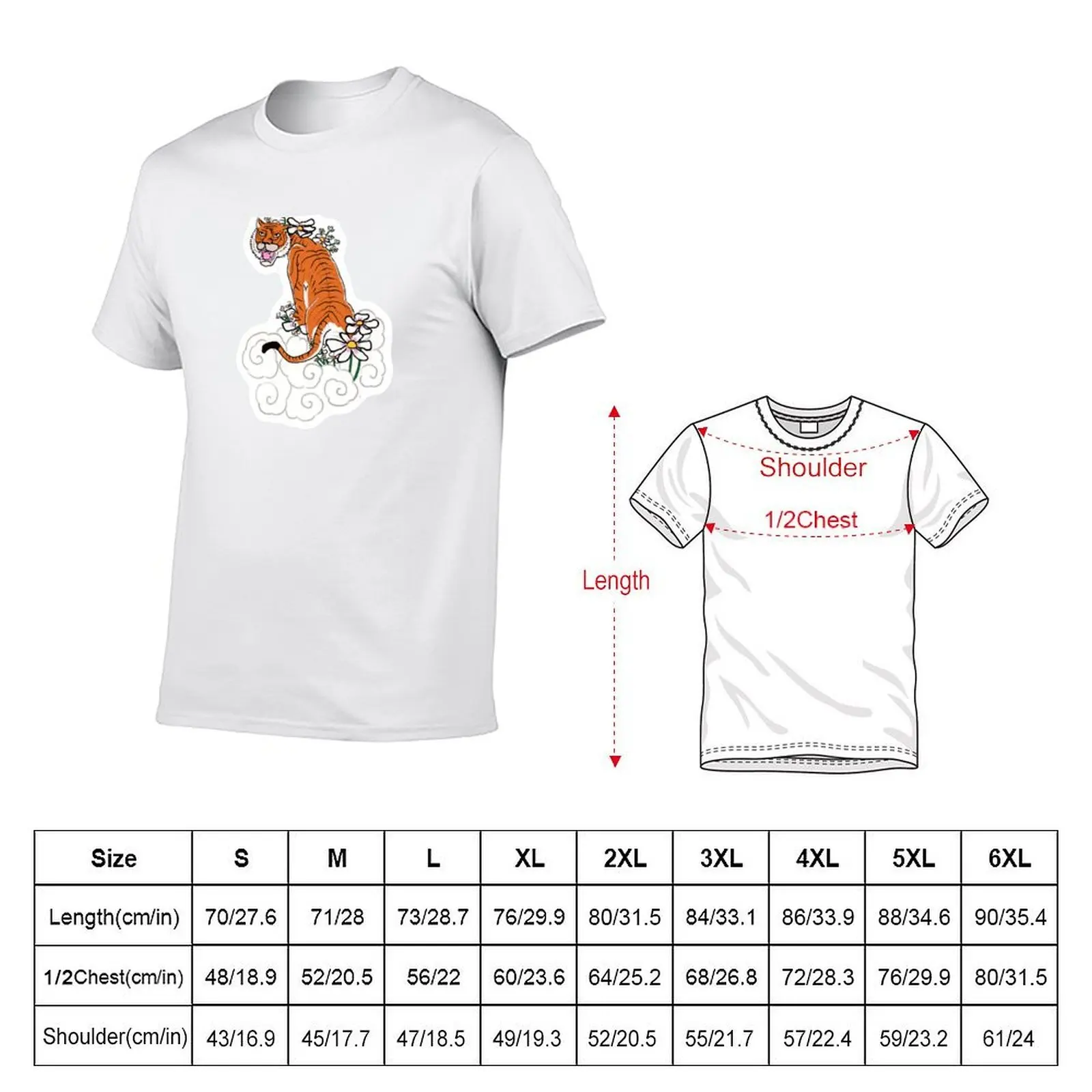 Ancient Tiger with smoke and flowers T-Shirt t shirt custom print t shirts for man pack cotton man tshirt T-shirt
