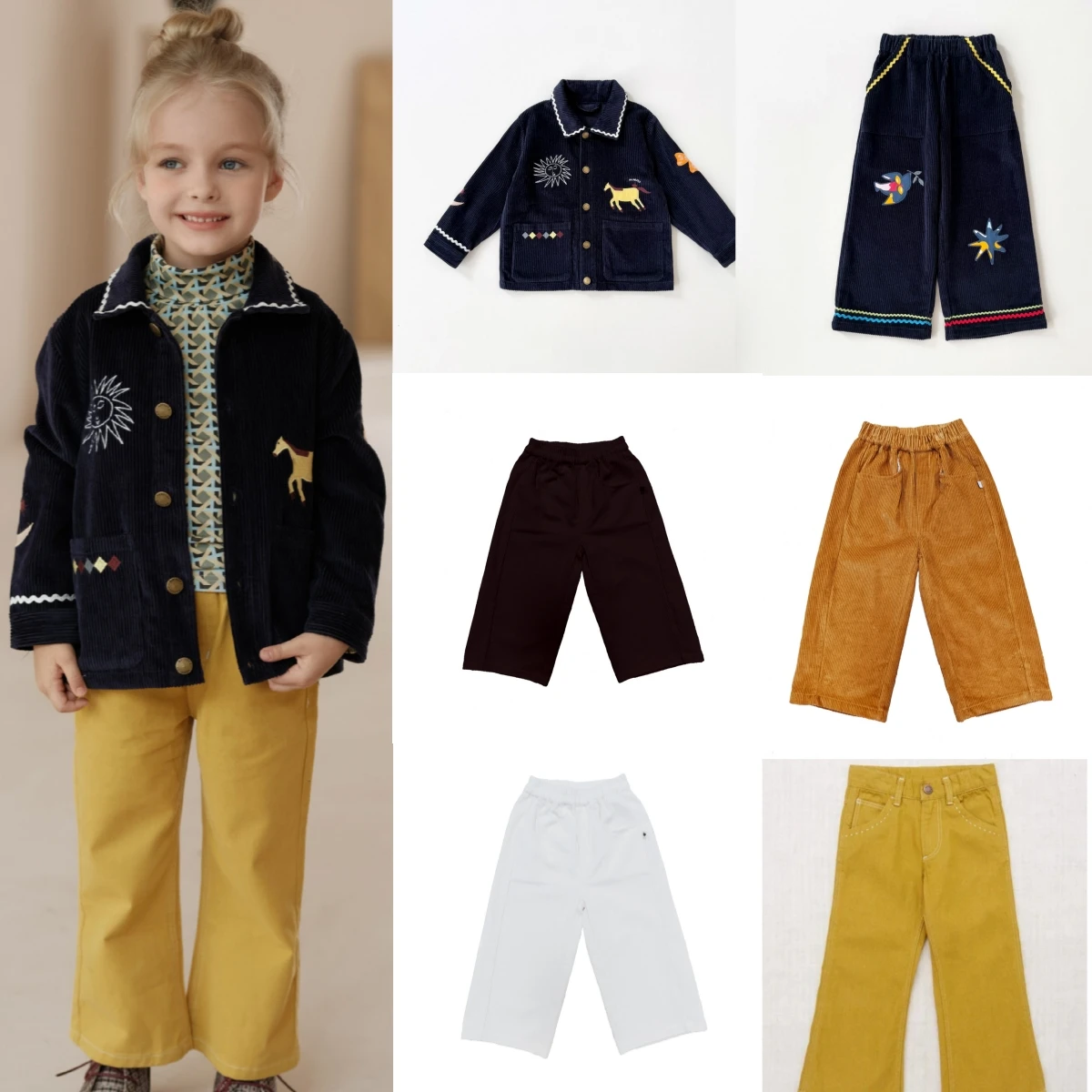 

2025 New Autumn Winter Children's Outwear Embroidered Flower Jackets Baby Girls Christmas Sweatshirts Pants Clothings