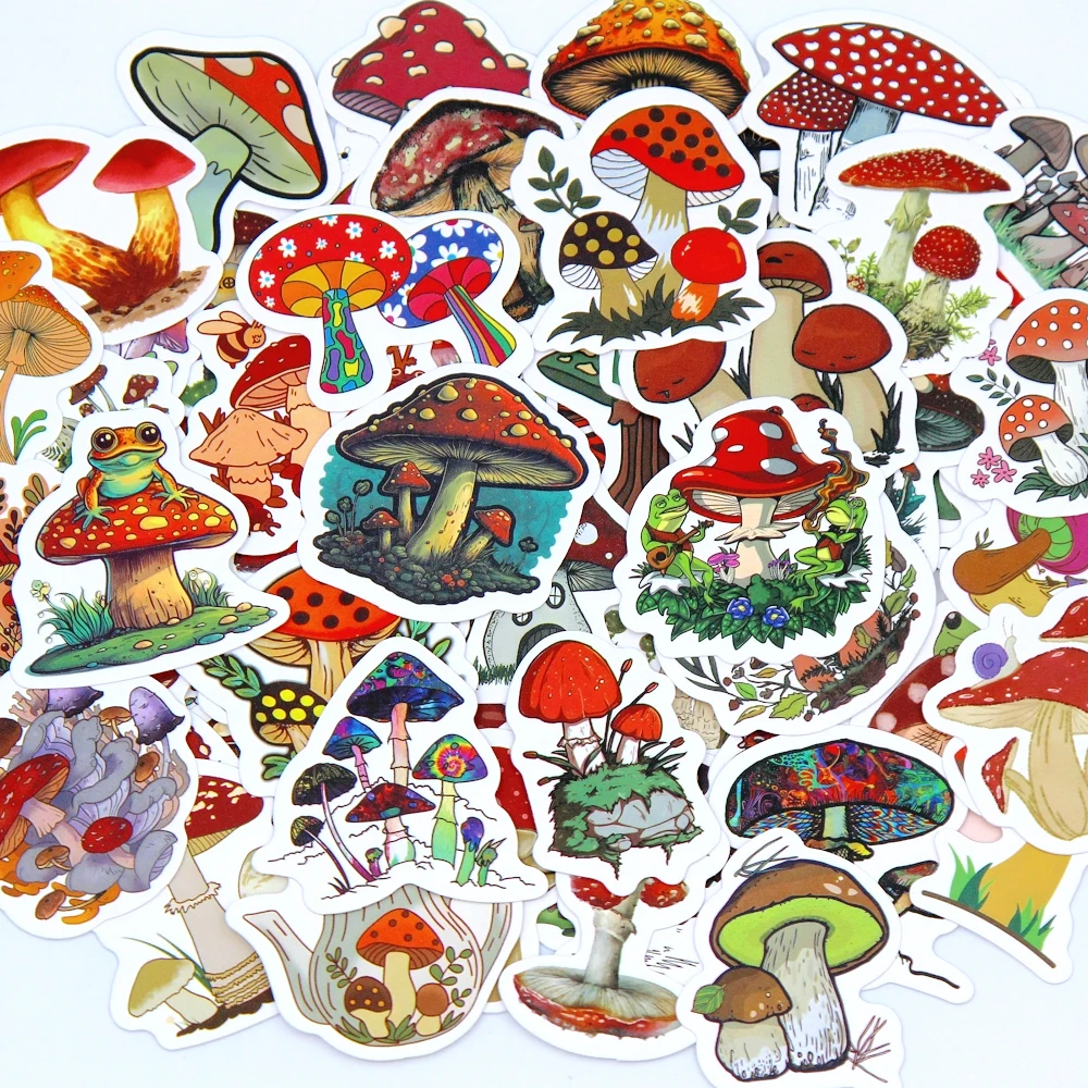 10/50/100pcs Kawaii Mushroom Stickers Toys Cute Cartoon Decals For Kids DIY Laptop Scrapbook Stationery Fridge Funny Sticker