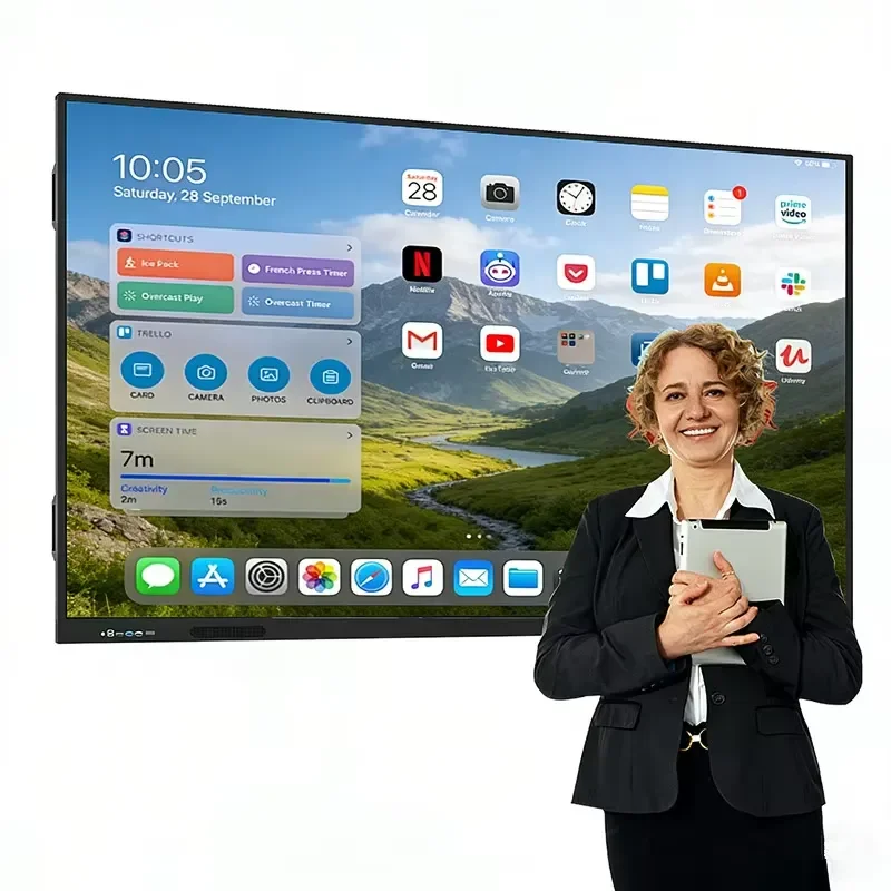 75 Inch Interactive Whiteboard 4K UHD Touch Screen Digital Signage Smart Board for Conference Room Office Education Meeting