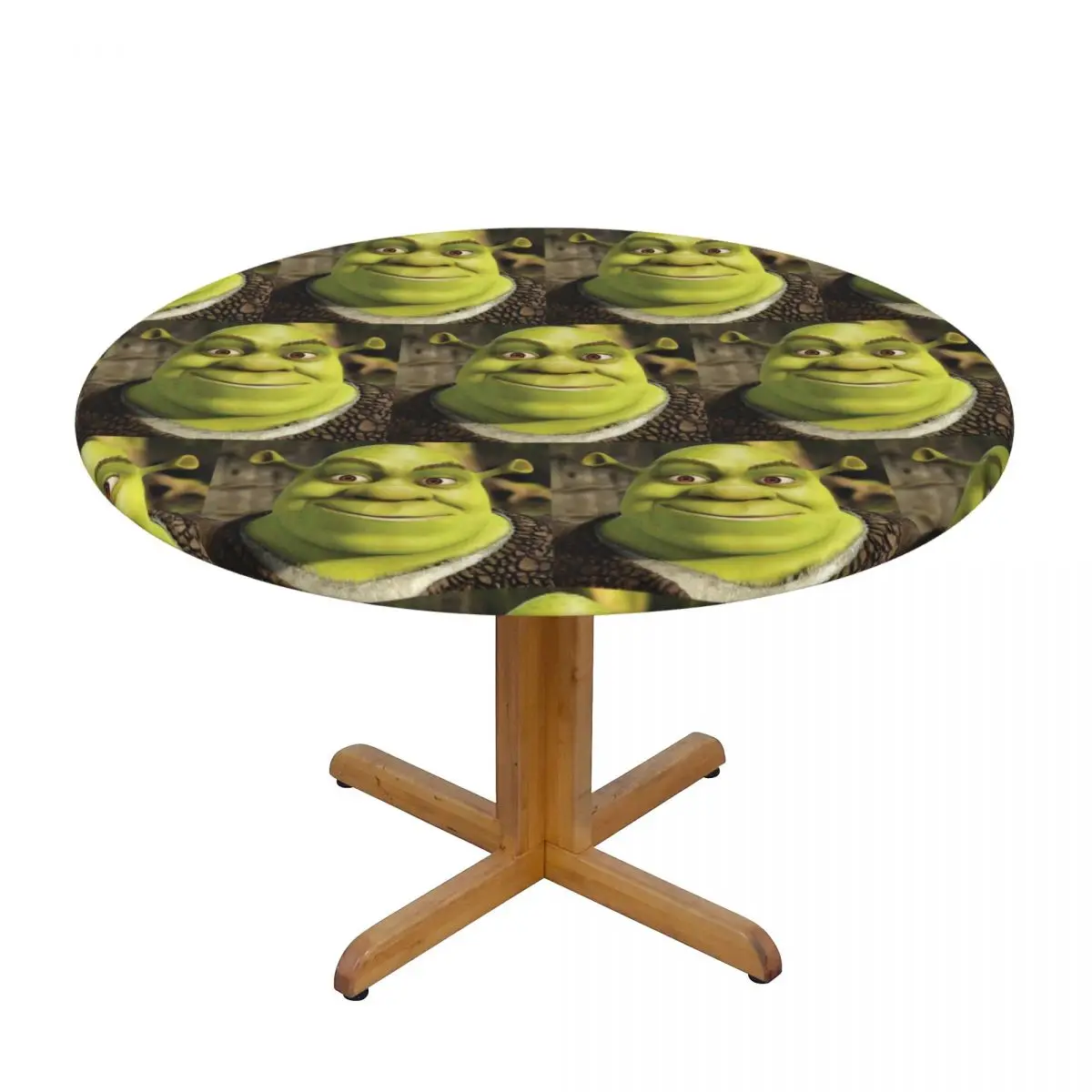 Customized Shrek Tablecloth Round Fitted Oilproof Table Cover Cloth for Banquet