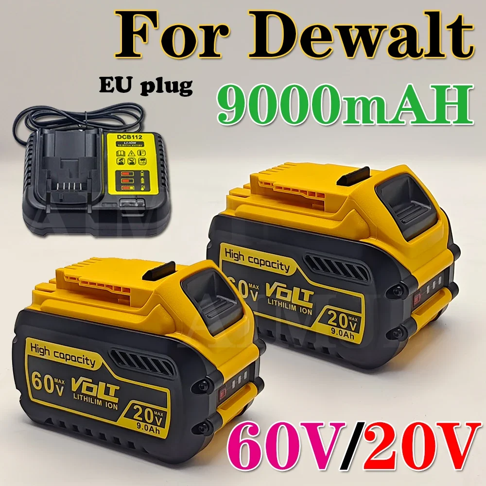 Baterai Li-ion pengganti baterai Dewalt DCB609, 60V 9000mAh DCB200 DCB606 DCB205 DCB206 DCB209 DCB182