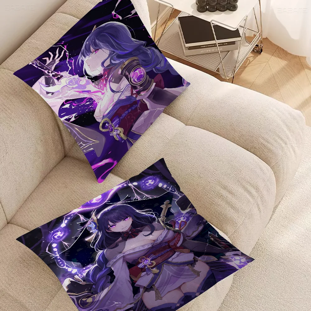 

Raiden Shogun Genshin Impact Pillowcases Home Bedding Decorative Pillow Cover Wedding Super Soft Pillow Case