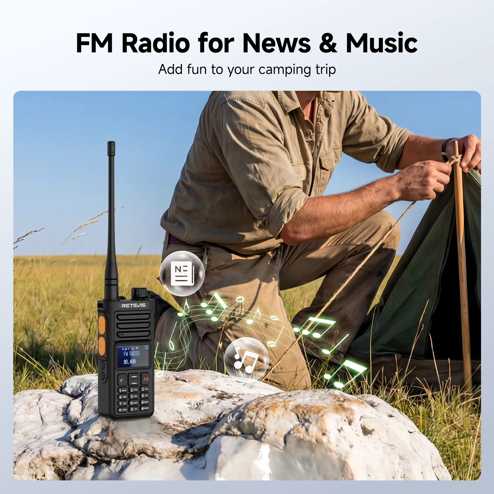 Retevis RA89R/G Walkie-Talkie / Amateurfunkgerät mit Cross-Band-Funktion (U/V-Band), Bluetooth-App-Programmierung, 2800 mAh Akku, großer Funkreichweite – ideal für Camping – Detail 8