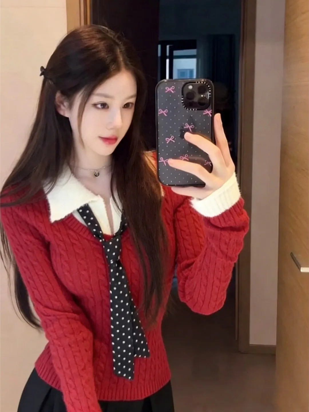 Rouge Ne tricoté pull femme automne hiver ort Sve Long Sve vêtements intérieurs coupe ajustée Faionable petit haut