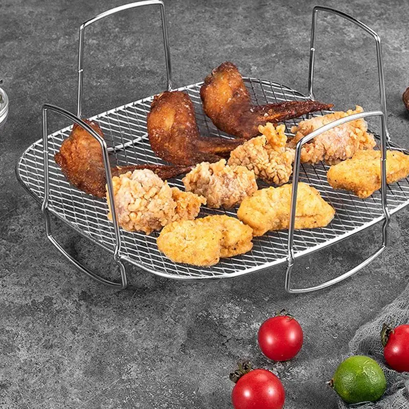 Air Fryer Bacon Rack Stainless Steel Heat Resistant Baking Rack Air Fryer Pot Tray Air Fryer Racks Reusable Air Fryer Grill For