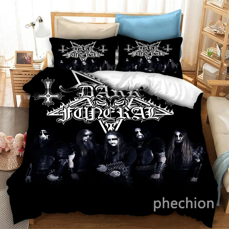 

phechion Dark Funeral Band 3D Print Bedding Set Duvet Covers Pillowcases One Piece Comforter Bedding Sets Bedclothes Bed K535