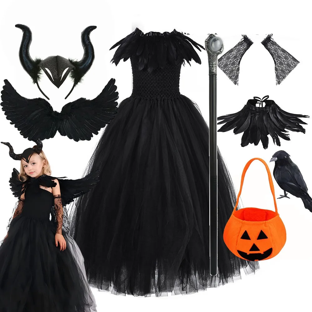 2026 Villain Maleficent Costume Play Halloween Apparel Tutu 