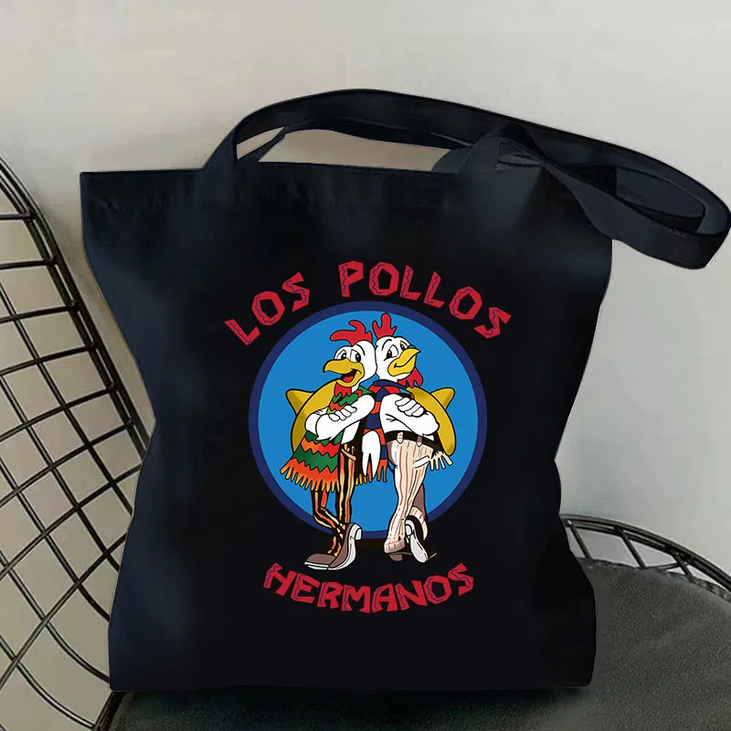 LOS POLLOS HERMANOS Pattern Canvas Luggage Mothers Day Gift  Tote Bag Large Capacity Fashion Casual Reusable Shopping Eco Bag