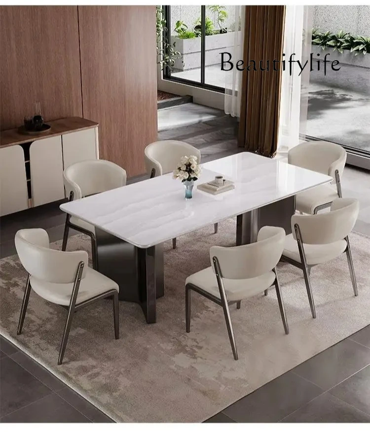 

Modern Italian Style Dining Set 2025-Luxury Super Crystal Stone Table with Natural Marble Top, Custom Rectangular Dining Table