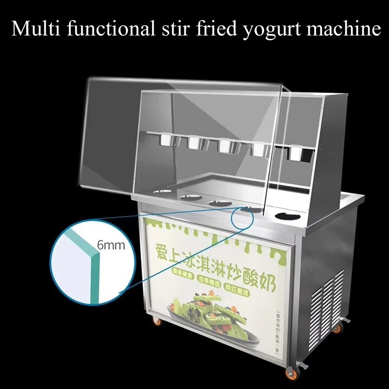 

Commercial Fried Ice Cream Rolls Making Machine Electric Thailand Frying Fruit Yogurt Ice Cream Rolled Machine