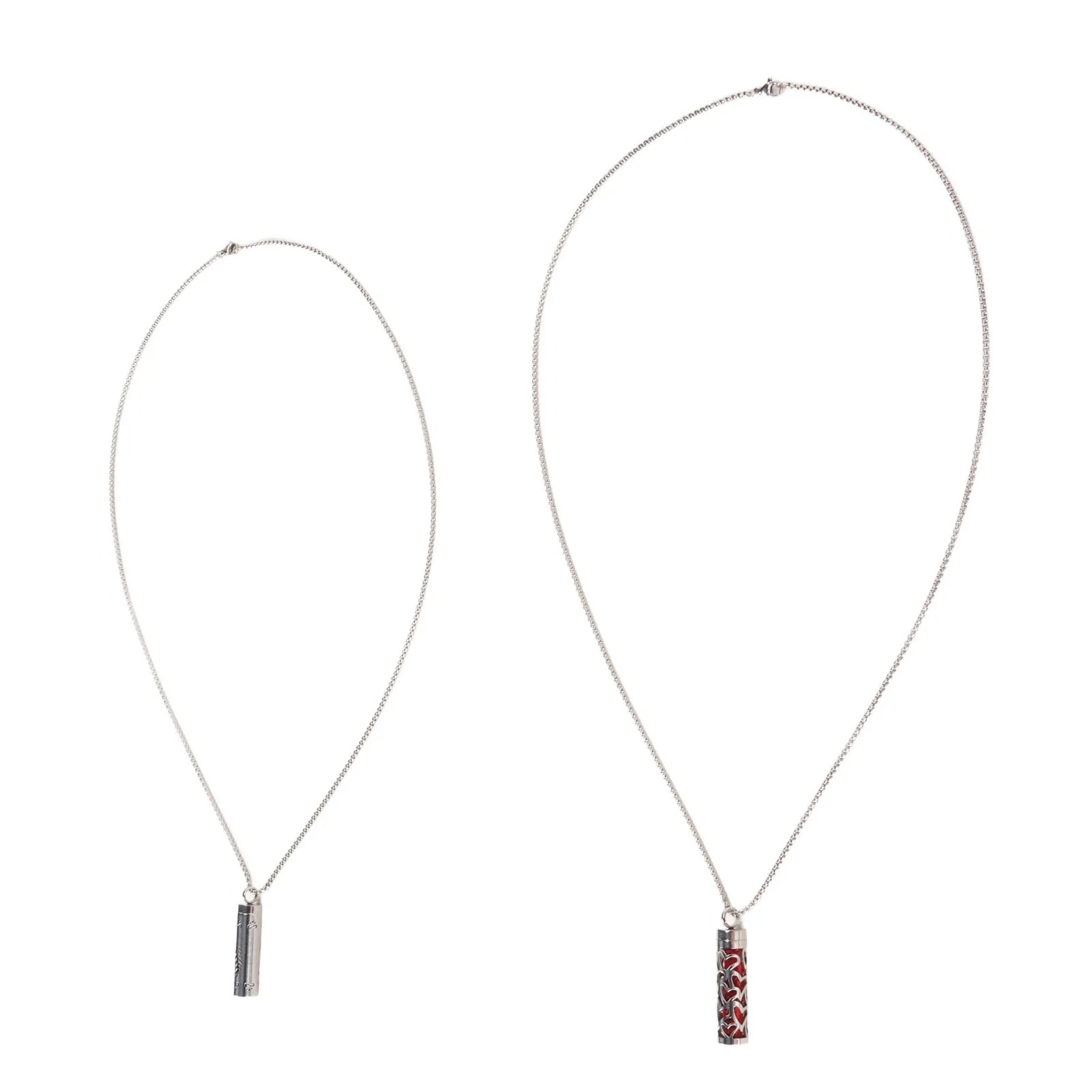 2Pcs Aromatherapy Necklaces Aromatherapy Necklaces Stainless Steel Stress Relief Essential Oil Diffuser Necklace for Men Women