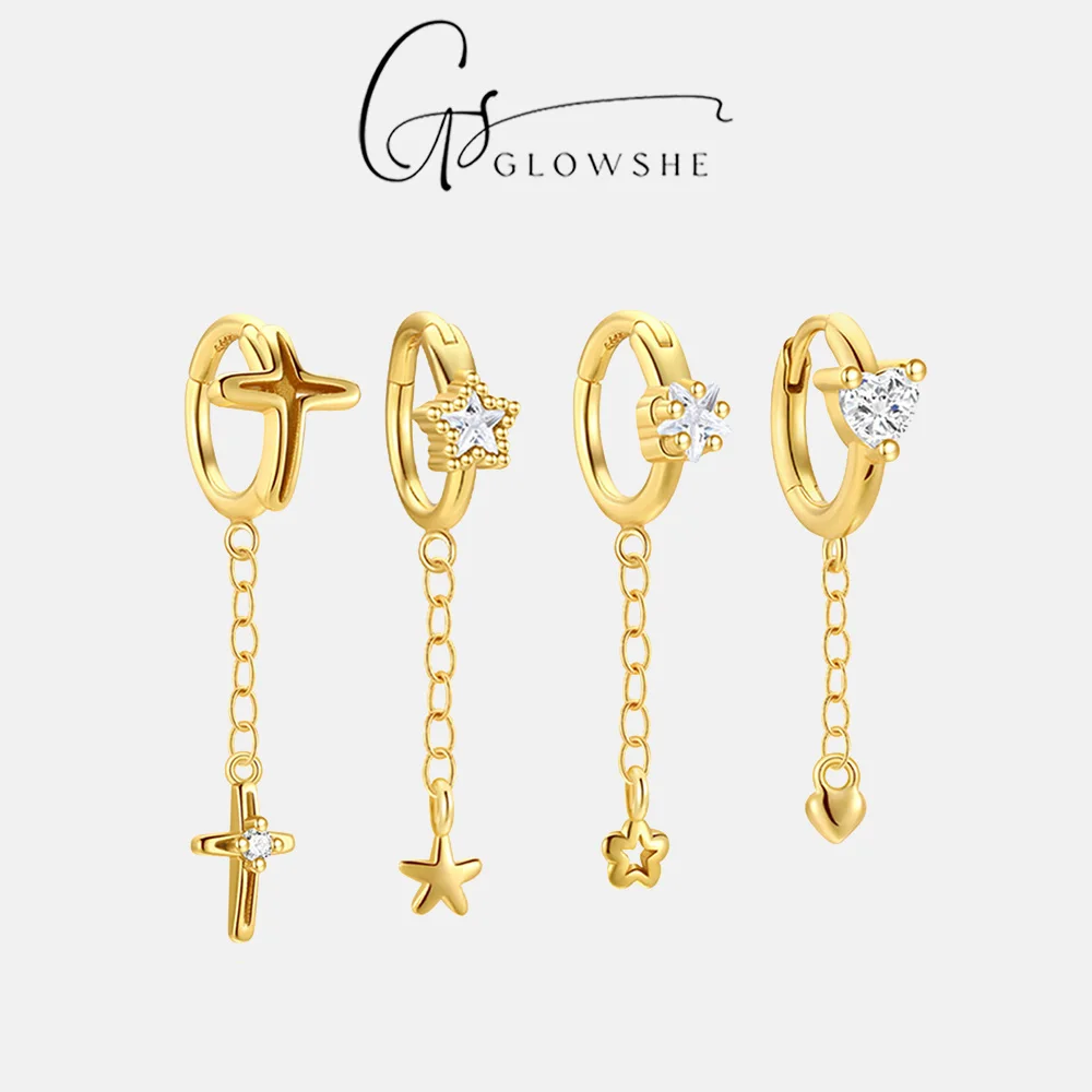 

Серьги-кольца Glowshe из 100% стерлингового серебра 925 пробы с цирконом и кисточками, 1 шт., гипоаллергенные, изысканные украшения, элегантные женские серьги