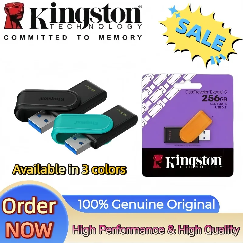 100% Genuine Exodia Kingston USB3.2 Flash Drive for Computer 64GB-512G DataTraveler S Pen Drive USB Black DTXS Flash Drive Gen 1