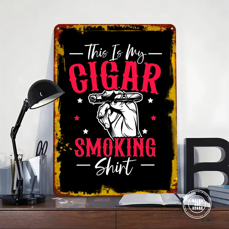 Cigarette Smoker Tin Plaque Poster Customized Wall Art Retro Vintage Metal Signs for Man Cave Decoration Living Room Decor Men