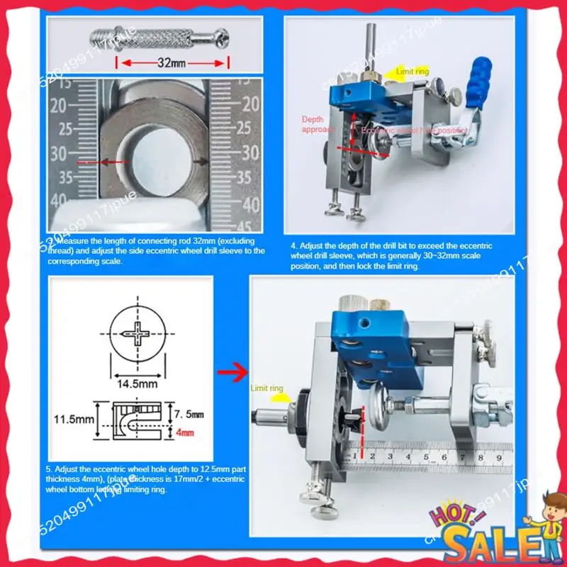 BOFO Localizzatore guida per trapano con maschera per fori tascabili per tasselli a sgancio rapido per giunzioni di tavole di legno Strumenti per la lavorazione del legno Alluminio, lavoro fine