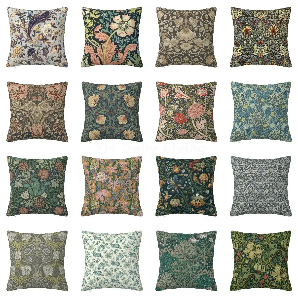 William Morris Print Square Throw Pillow Covers Soft Cozy Pillow Case for Home Sofa Bed Car Decor 18x18 Inch Cushion Cover