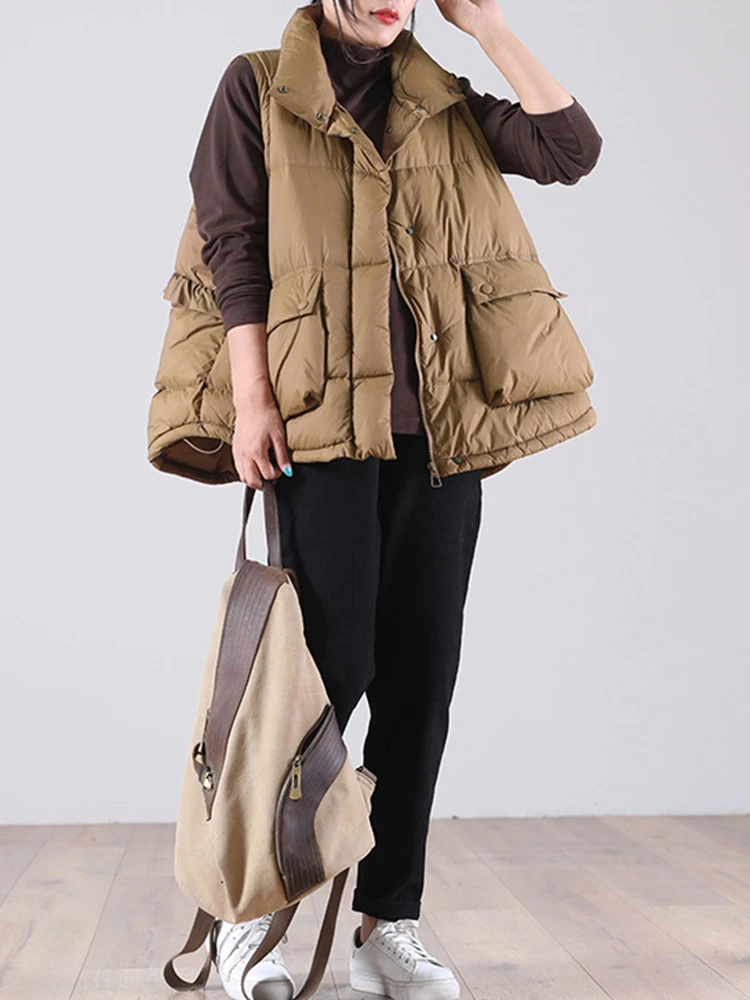 Winter Ultra Light Thin Duck Down Vest Feather Jacket Women Quilted Short Warm Basic Casual Oversize Waistcoat