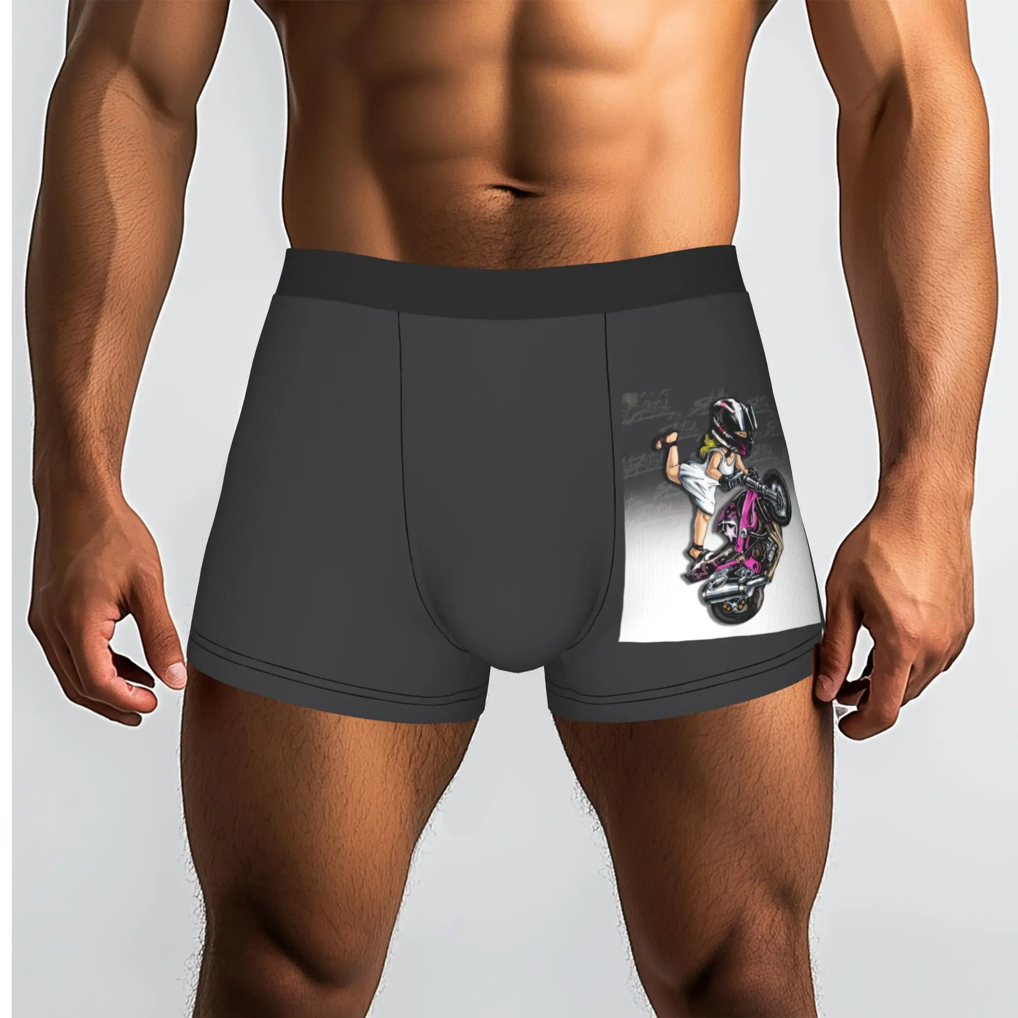 Custom Motorcycle Cartoon Pattern Underwear Men Stretch Extreme Sport Mobile Bike Boxer Briefs Shorts Panties Soft  For Homme