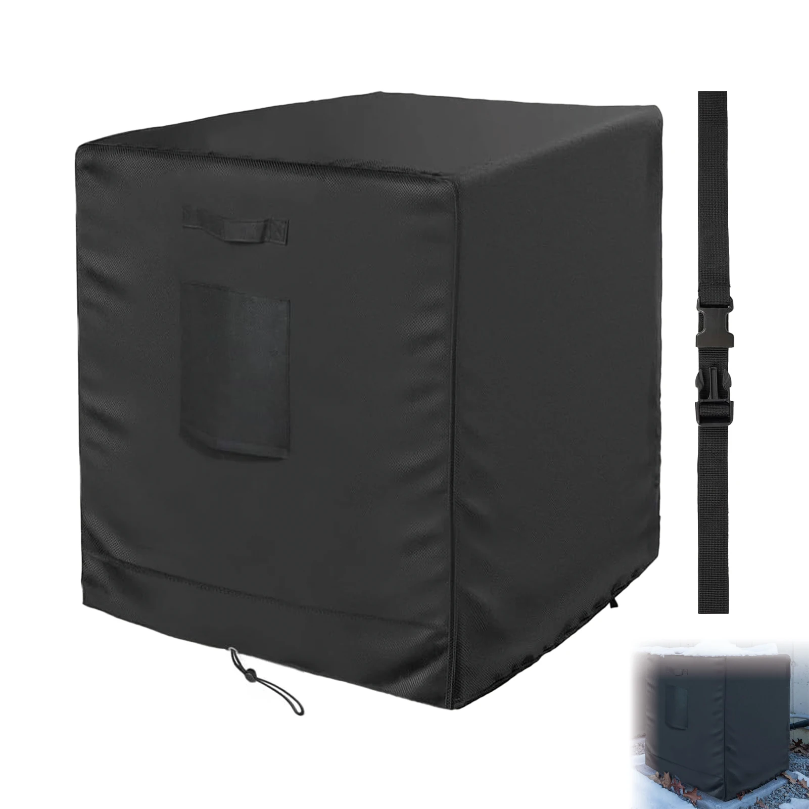 Outdoor AC Unit Cover Square Dust Rain Protection Waterproof Oxford Fabric Windproof Straps Easy Maintenance for All Seasons