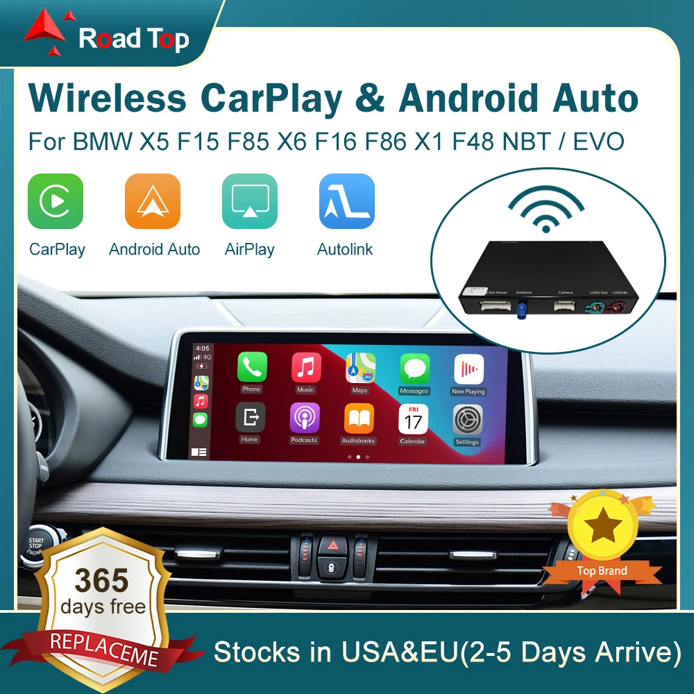 

Wireless CarPlay for BMW NBT EVO X5 F15 F85 X6 F16 F86 2014-2020 X1 F48 2016-2020, with Android Auto MirrorLink AirPlay CarPlay