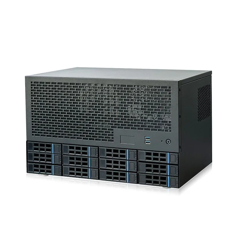 12Gb SAS Backplane 12-Bay Hot-Swap NAS Enclosure, with 8 PCIe Slots, JMCD12S4 for ATX & Mixed 3.5/2.5" Drives