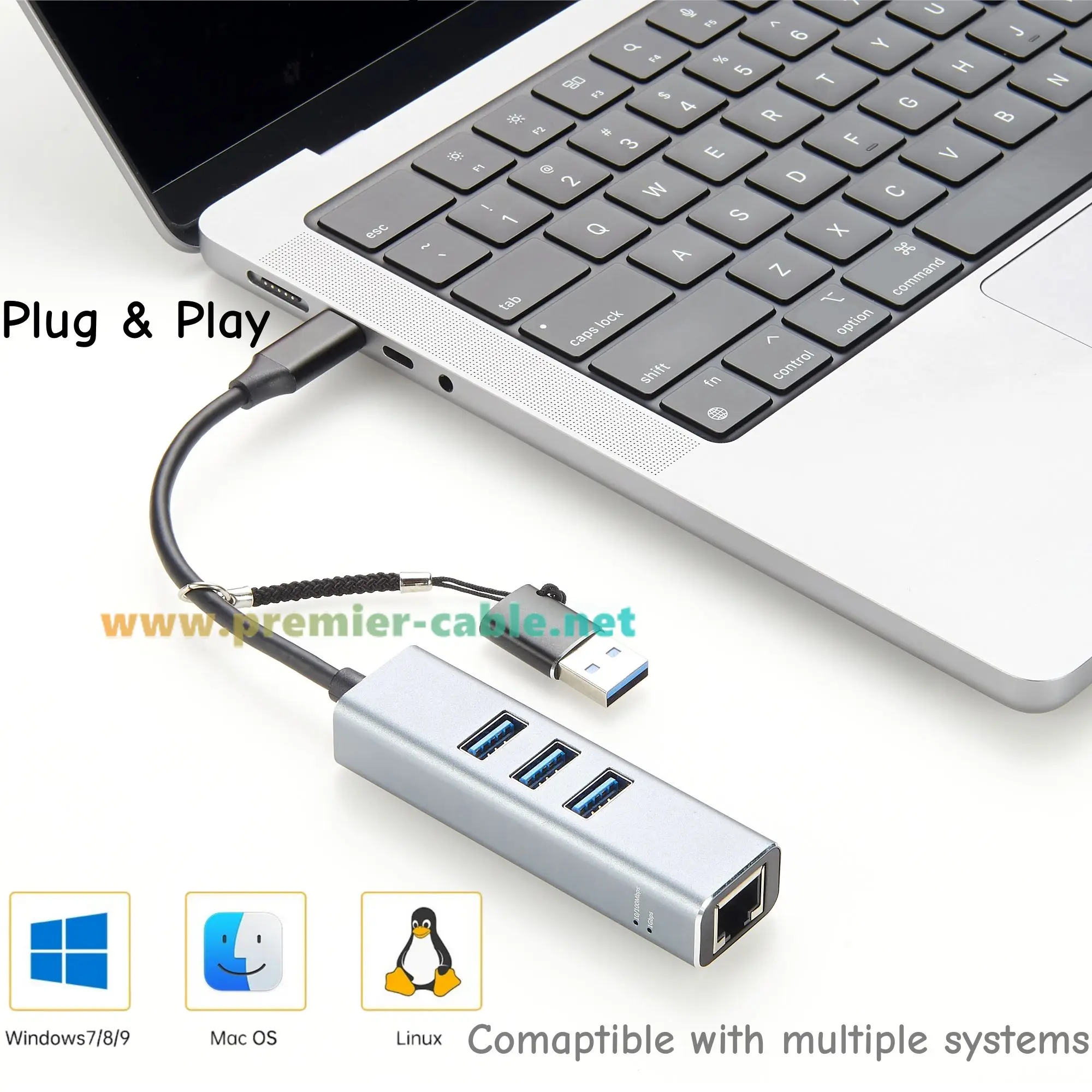 5gbps usb c docking station hub 4 portas tipo c adaptador multiport com 3 usb 3.0 1000mbps rj45 usb um cabo usb c gigabit ethernet