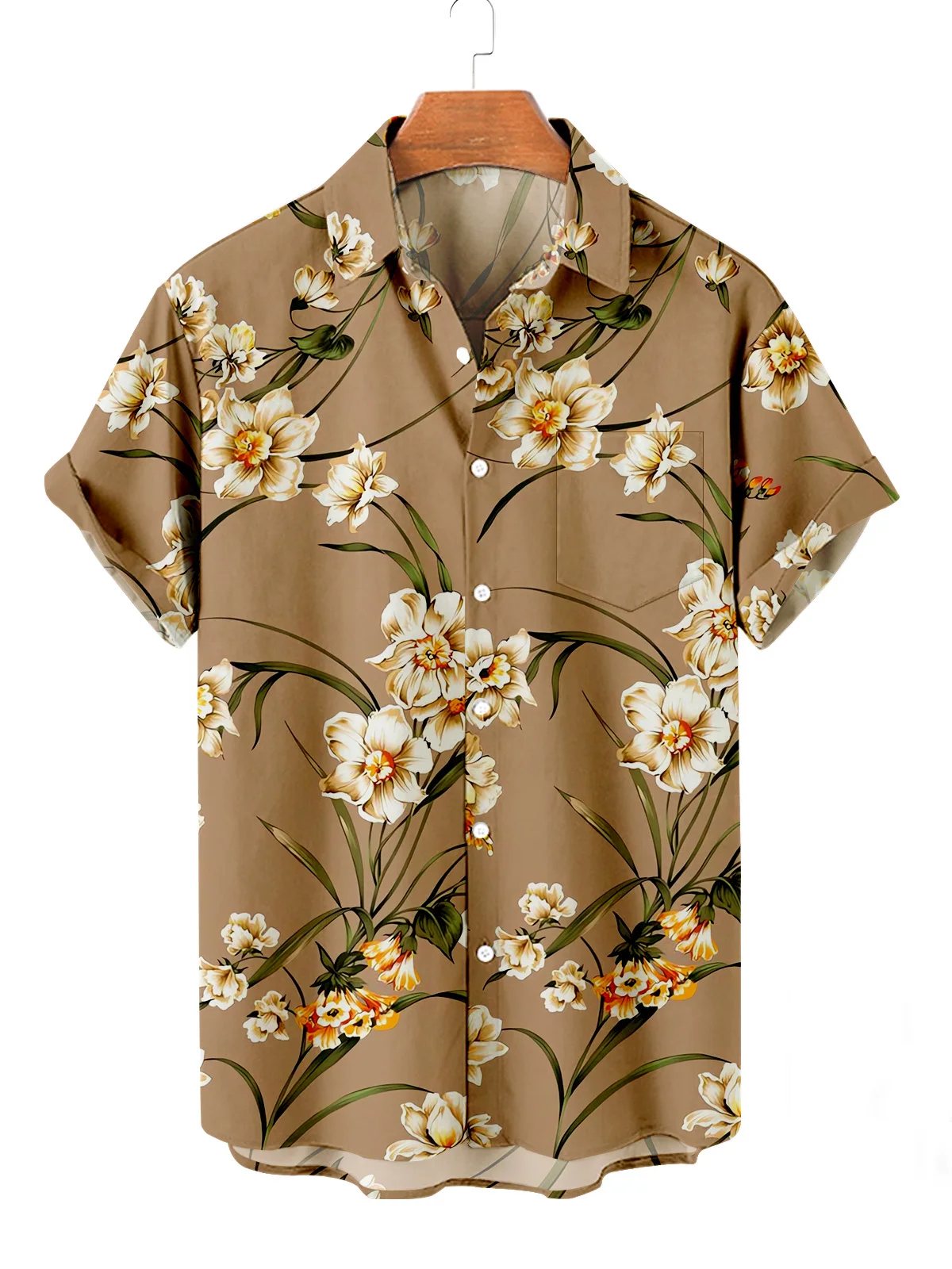 Summer Men\'s Flower Hawaiian Shirts Casual Vacation Short Sleeved Shirts Collar Button Up Shirt Fashion Steetwear For Mens