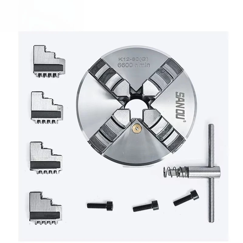 

Lathe chuck 80mm SANOU brand 4-jaw self-centering K12-80G, strip chuck discount