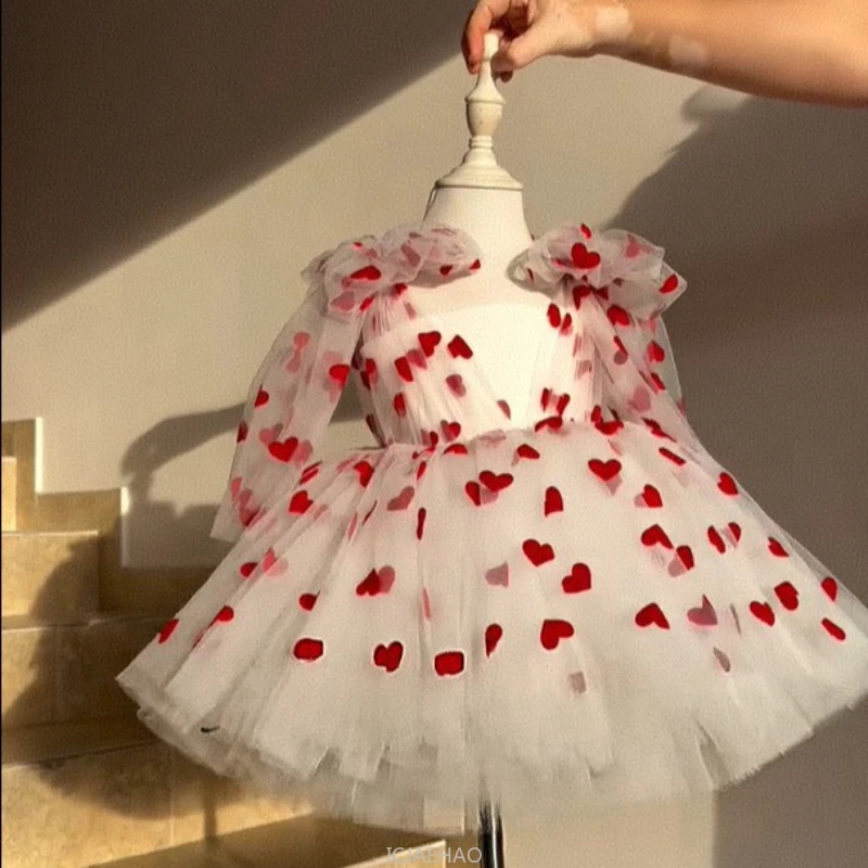 2025 New Girls Heart Strapless Princess Sweet Cute Party Gown Kids Birthday Celebration Formal Dress Toddler Elegant Party Wear