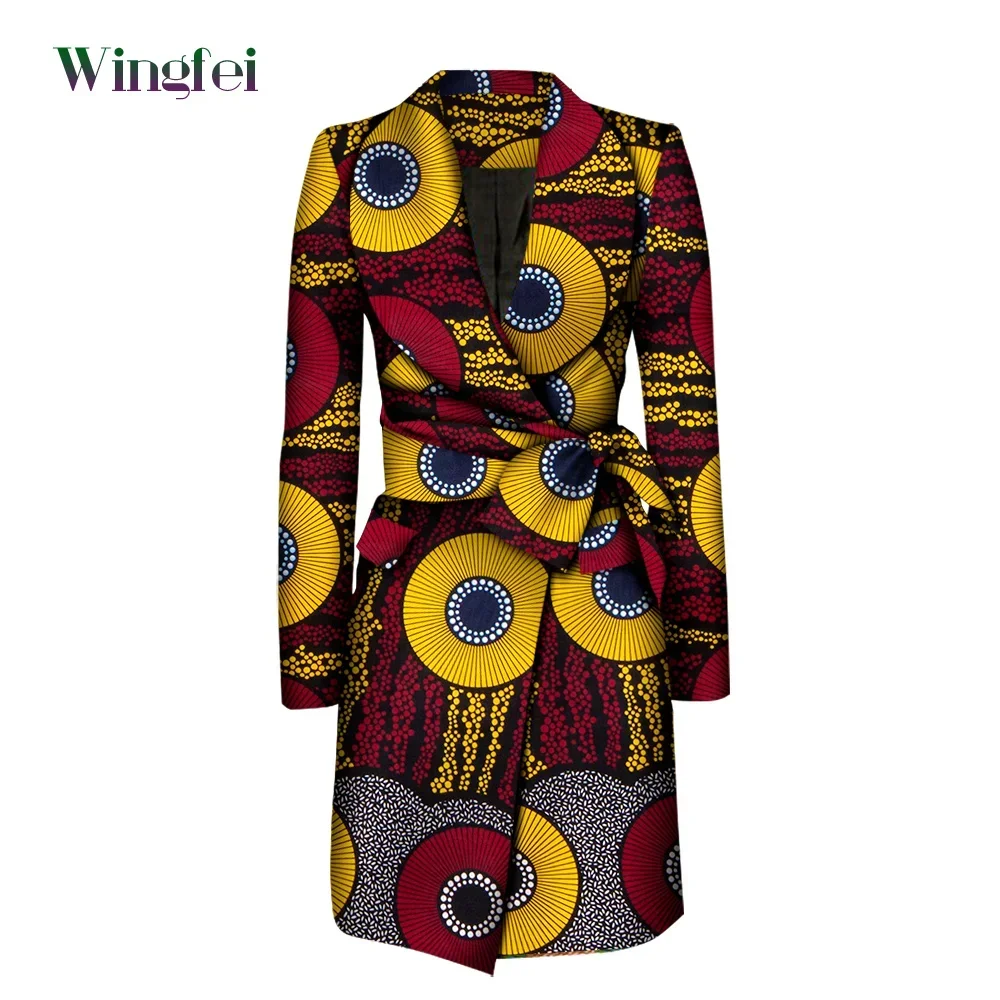 Mulheres africanas boubou ancara impressão casaco africano para mulheres bazin riche algodão manga longa abaya trench para mulher wy6118