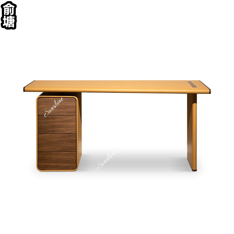 Modern minimalist dressing saddle leather desk solid wood wall desk