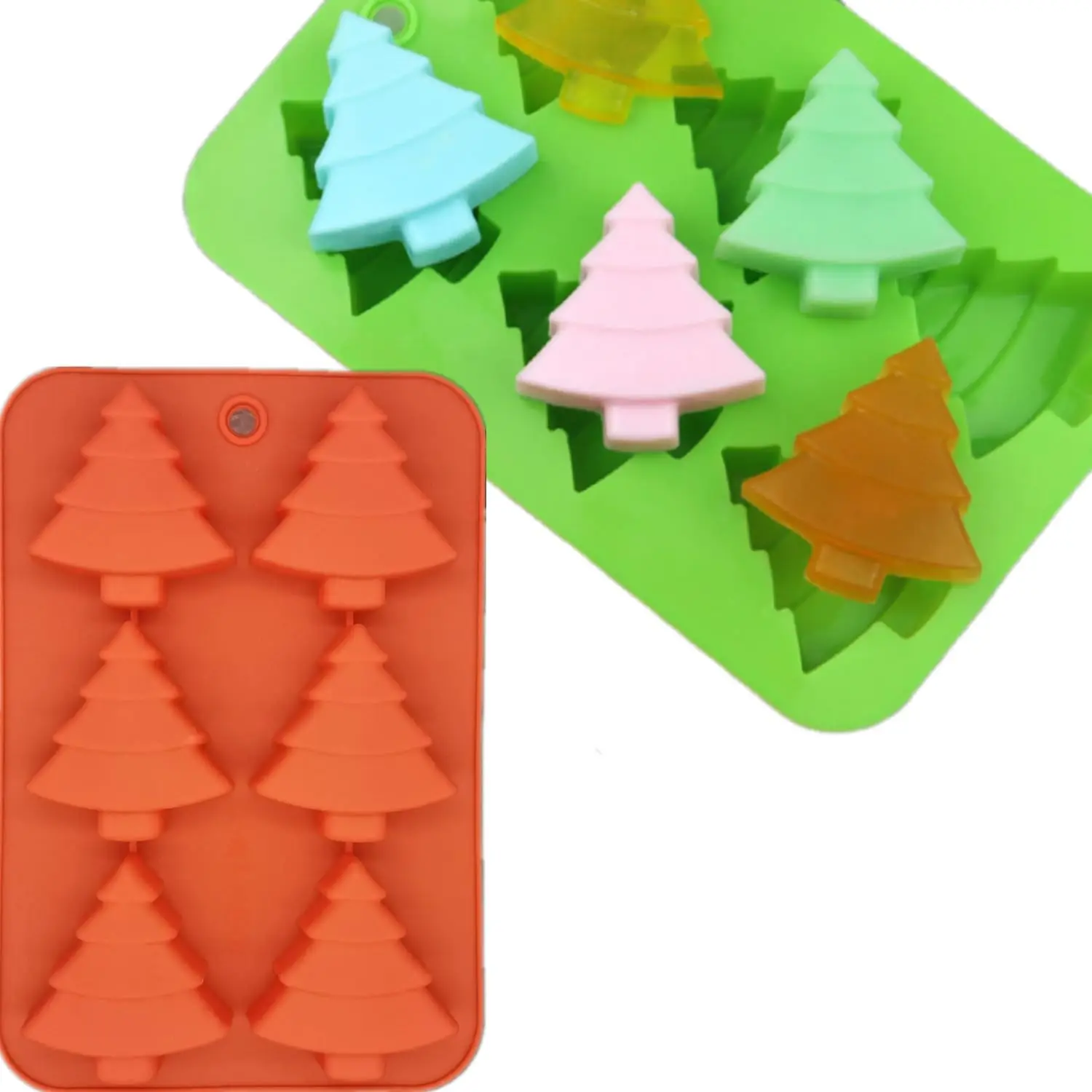 

6-hole Christmas Tree Silicone Molds 3pcs Candy Baking Trays for Cakes,Candies,Gummy,Chocolates Kitchen Tools Baking Accessories