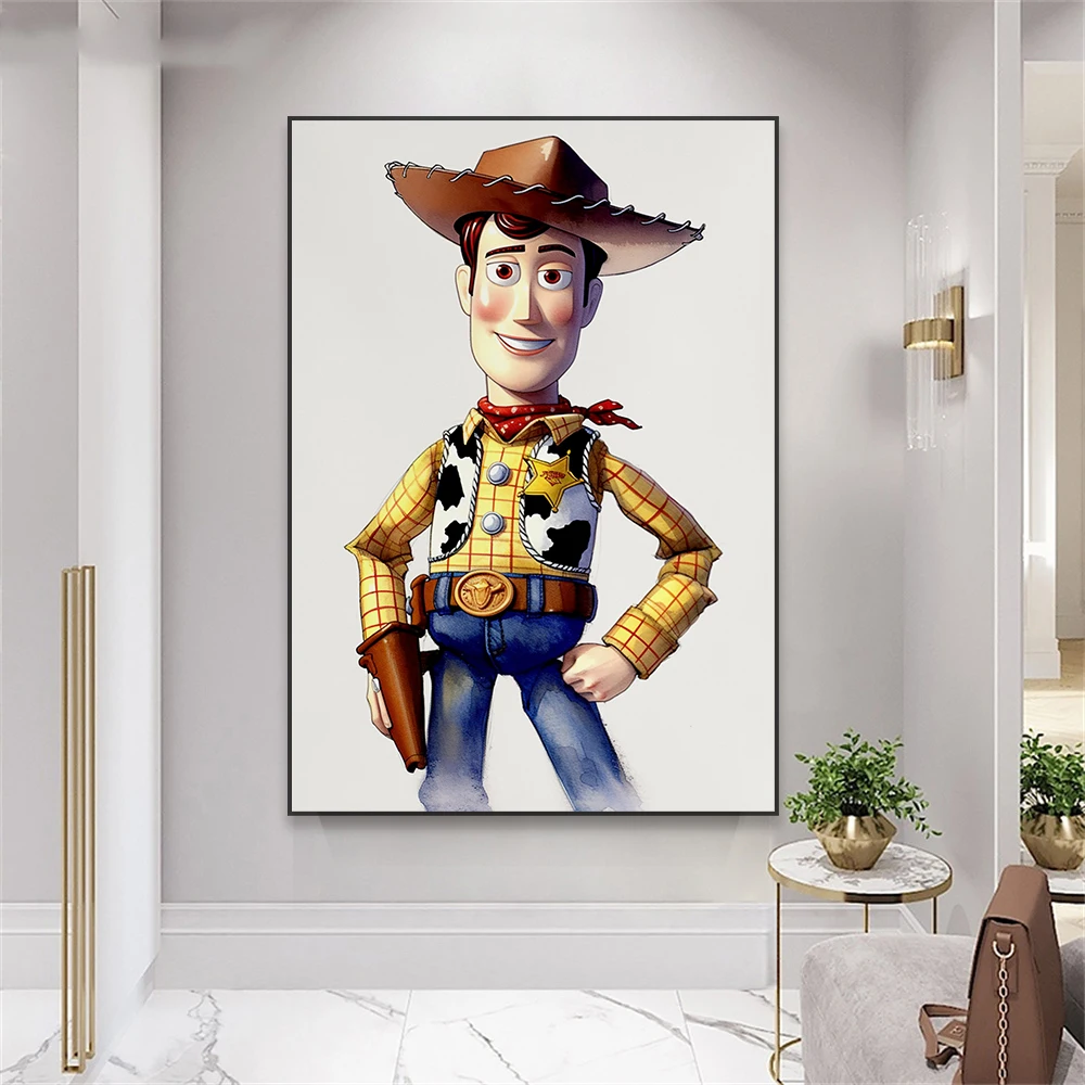 Buzz Lightyear And Woody Poster Disney Cartoon Toy Story Watercolor Prints Kids Bedroom Wall Art Decoration Canvas Painting