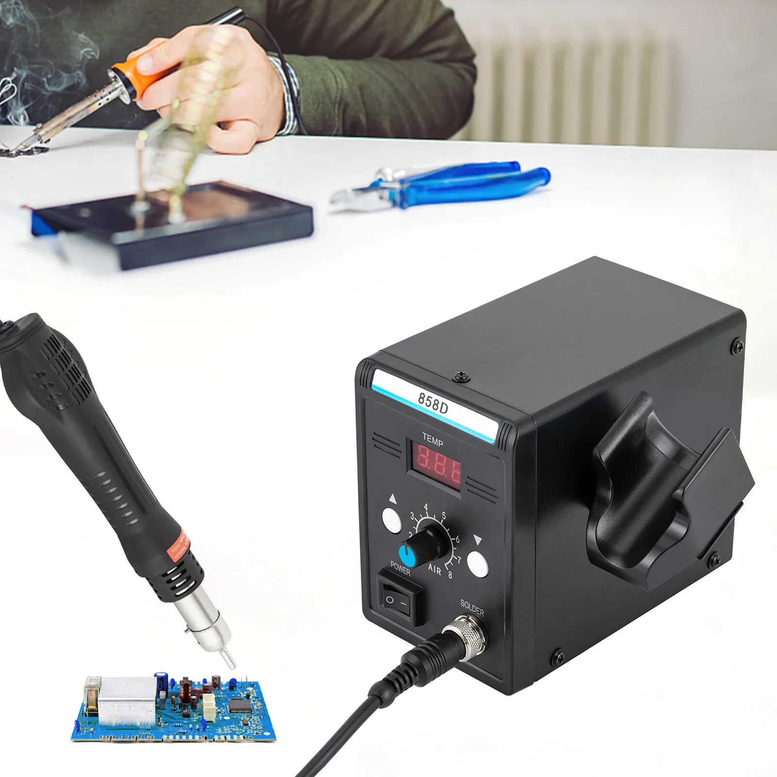 

700W 110V Hot Air Rework Station SMD Soldering Station Heat Gun For Electronics Repairing