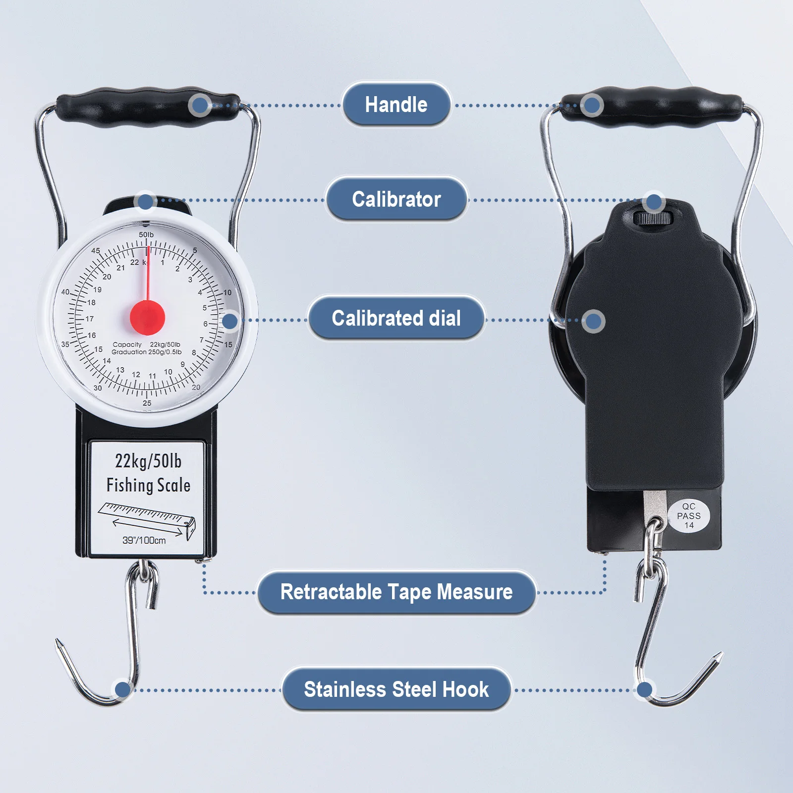 

Goture Fishing Tool Hanging Scale Mechanical Kitchen and Fish Fishing Scale Multi-Purpose Portable Hand Held Dial Weight Scale