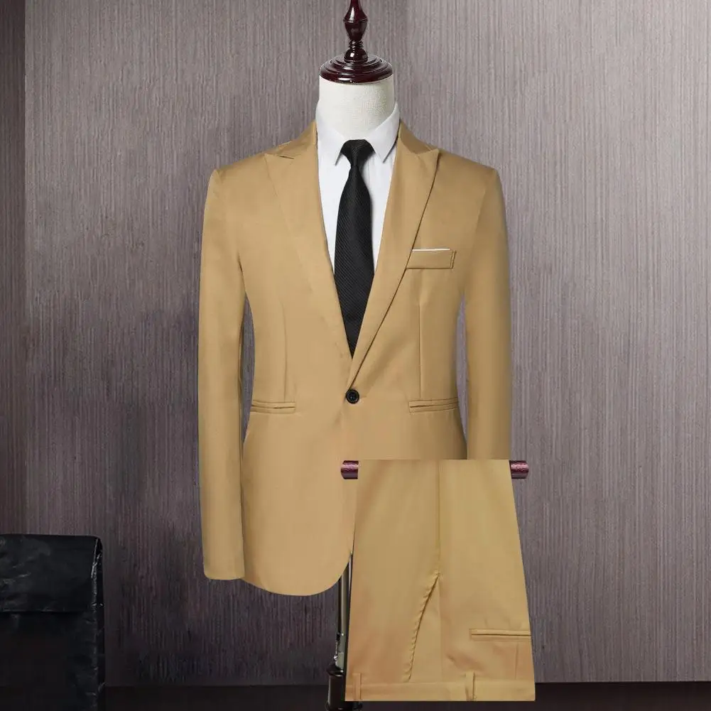 

Костюм мужской деловой однотонный, 2 шт./компл., для офиса, свадьбы, вечеринки, повседневный