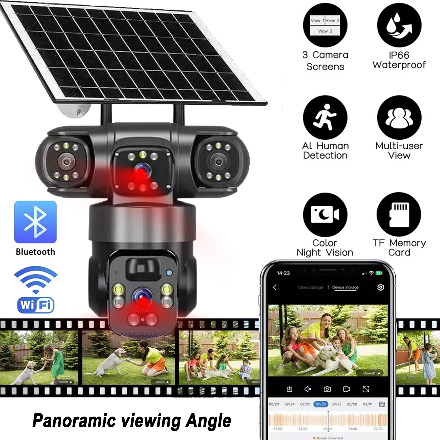 

8K 15MP Outdoor Wifi Camera PTZ 10X Zoom Three Lens Three Screens Video Surveillance Color Night Vision CCTV Security IP Cameras