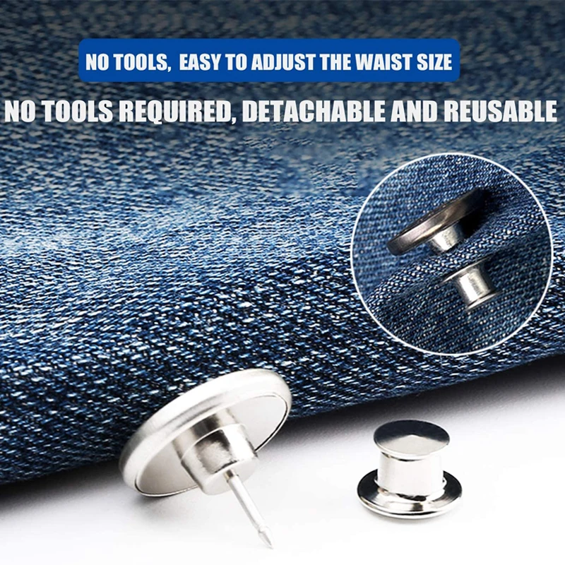 4/8/12Pcs Detachable Jeans Button Pins Mental Pants Snap Fastener Sewing-free Reduce Waist for Jackets Clothing Sewing Supplies