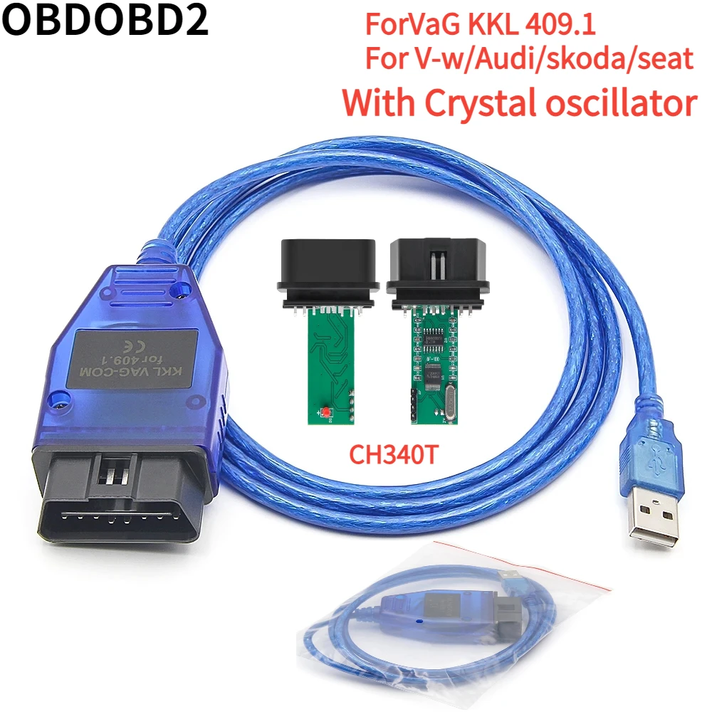 NEW ForVaG KKL 409.1 With CH340T OBD2 OBD Car Diagnostic com Interface Cable 409 1 For V-w/Audi/Skoda/Seat Auto Scanner Tools