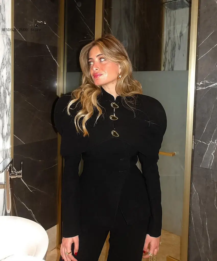 Elegant Cotton Lady's Dating Coat Fall Winter Fairy Grunge Formal Clothes Women Buttons Up Long Sleeve Fit Jackets