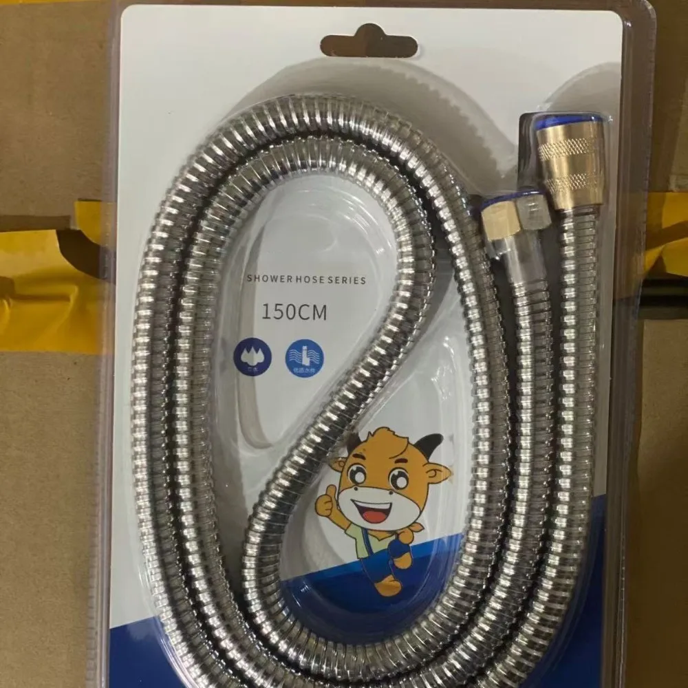 الفولاذ المقاوم للصدأ دش خرطوم النحاس الجوز عززت يده دش رئيس خرطوم مكافحة لف مانعة للتسرب استبدال خرطوم الحمام #6