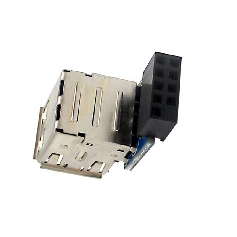 9-Pin Motherboard To Dual USB 2.0 Connector Black Motherboard To 2 Ports USB 2.0 A Female Internal Header Adapter