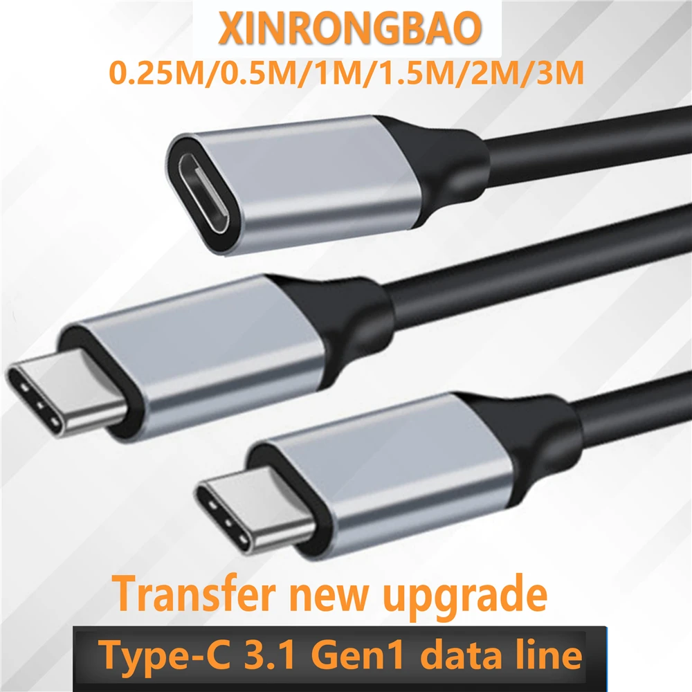 new USB C Extension Cable Male to Female Type-C USB3.1 Gen1 Full-featured Extender Cord USB C 60W 3A 10Gbps Charging Data Wires