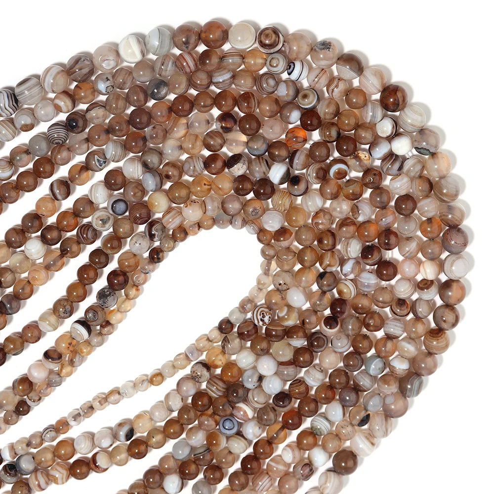 1 String Light Brown Stripe Crystal Agate Natural Stone Beads For Jewelry Making Loose Spacer Beads DIY Bracelet Necklace