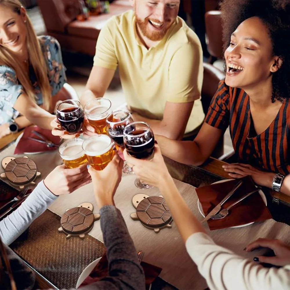 الكرتون الخشب الصلب المغناطيسي السلحفاة كوستر مكافحة السمط معزول لطيف المنزل سطح المكتب تحديد الموقع الوافدين الجدد