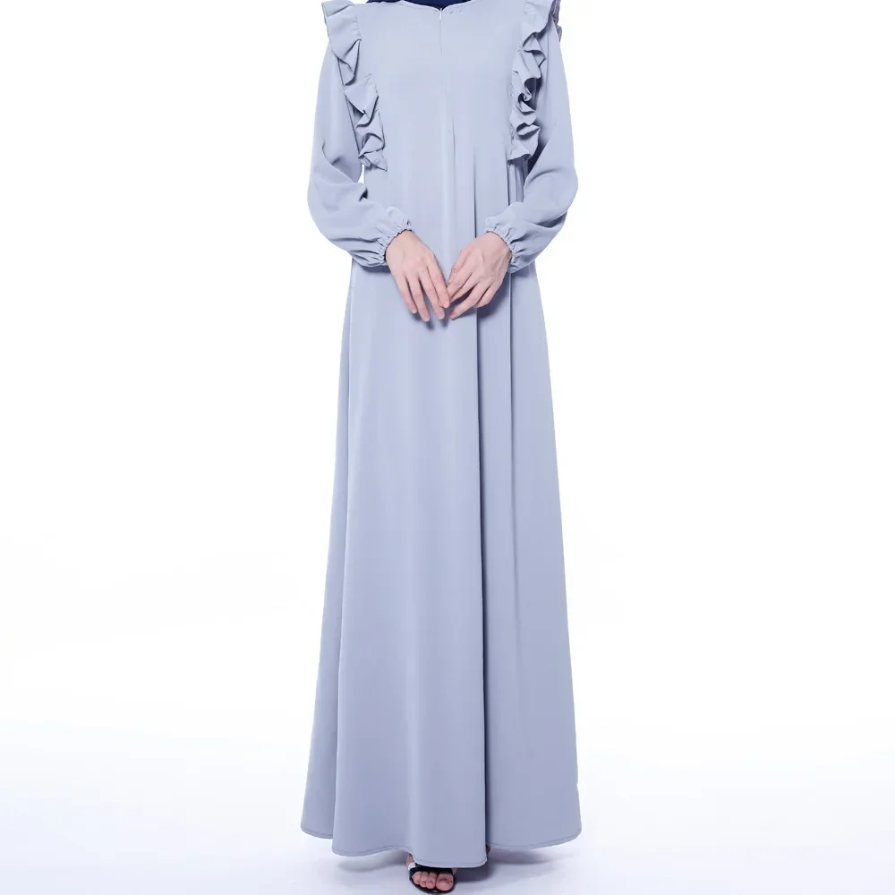 Ruffled Women Dress Muslim Abayas Women Spring and Autumn Abaya Fashion Elegant Casual  Long Sleeve Turkey Dress for Women Robes