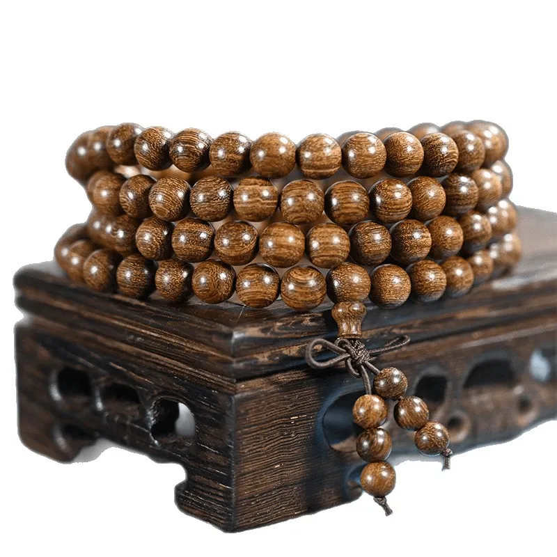 

Gold Silk Sandalwood Bracelet 8mm108 Wooden Buddha Beads, Men's and Women's Bracelets, Fashion Jewelry.